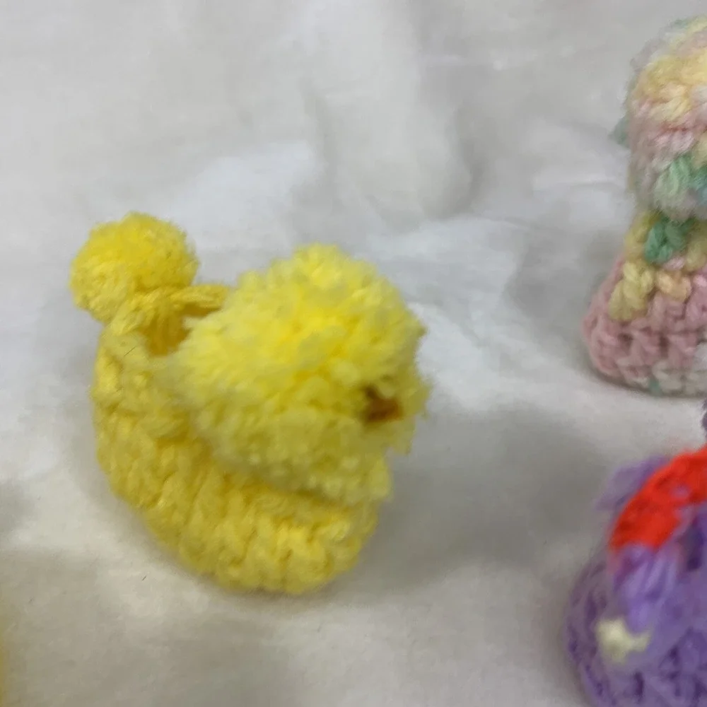 Vintage Crochet Knit Easter Egg Holders Set of 5  Handmade Easter Decoration VTG